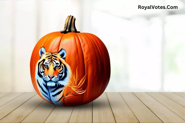 Tiger painted pumpkin