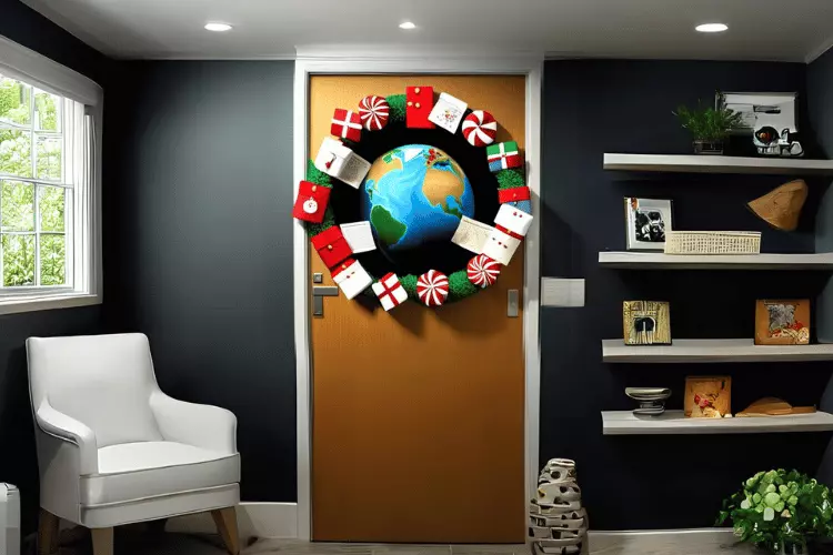 Around the World theme on office door