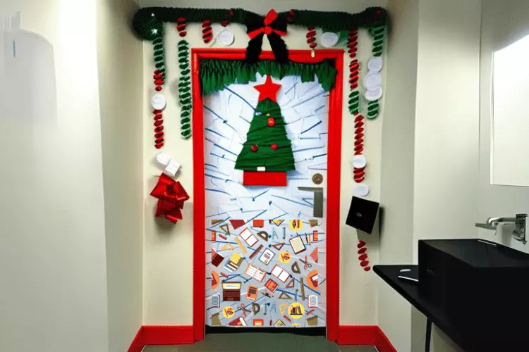 Office Supply Christmas theme on office door
