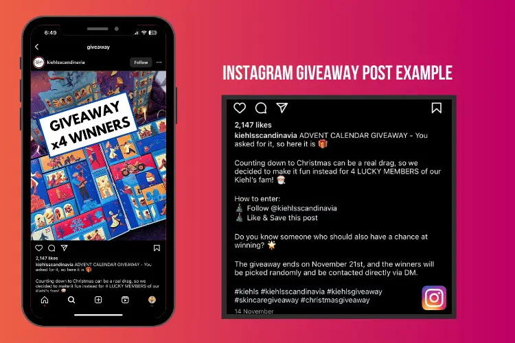 Instagram Giveaway Post Example